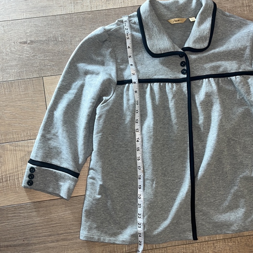 Motto Brand button up colored cardigan/jacket sweatshirt material gray/black L - Picture 8 of 10